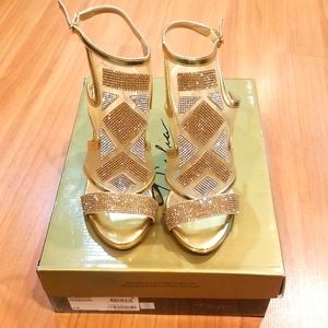 Gold tone high heels